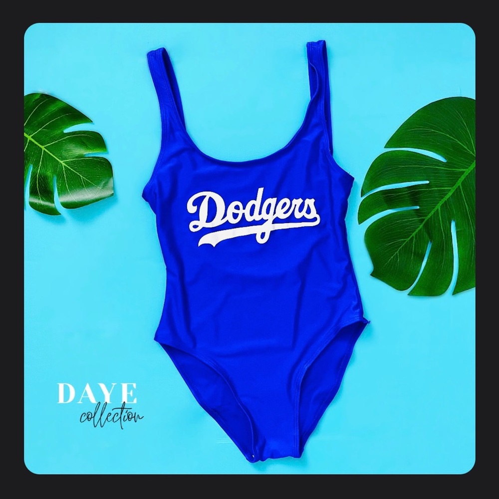 Women Large Dodgers blue bathing suit